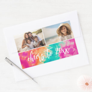 Beifall für das neue Jahr Krawatte-Dye Aquamarine  Rechteckiger Aufkleber