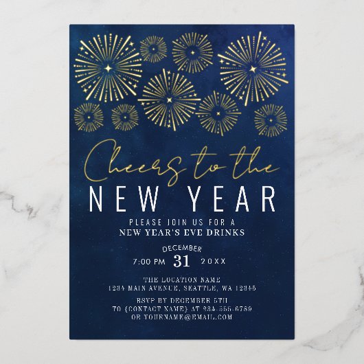 Beifall für das neue Jahr-Neujahr-Party Folieneinladung (Vorderseite)