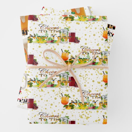 Beifall für das New Year Cocktails Drinks Abendess Geschenkpapier Set (Beispiel)