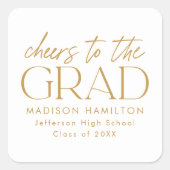 Beifall für den Grad-Gold-Script-Abschluss Quadratischer Aufkleber (Vorderseite)