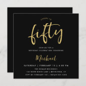 Beifall für die 50 Black Gold Square Einladung (Vorne/Hinten)