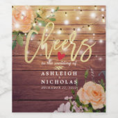 Beifall für die Blumenzellenleuchten der Hochzeit Weinetikett (Einzelnes Label)