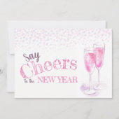 Beifall für die Gläser des neuen Jahres aus rosa C Einladung (Vorderseite)