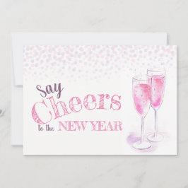 Beifall für die Gläser des neuen Jahres aus rosa C Einladung