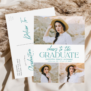 Beifall für die Grad Aquamarin 3 Foto Graduation P Einladungspostkarte