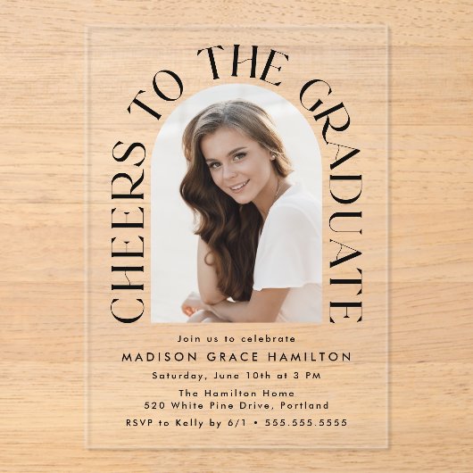 Beifall für die Graduate Arch Foto Graduation Part Acryleinladungen (Vorderseite)