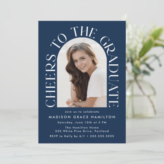 Beifall für die Graduate Arch Foto Graduation Part Einladung (Stehend Vorderseite)