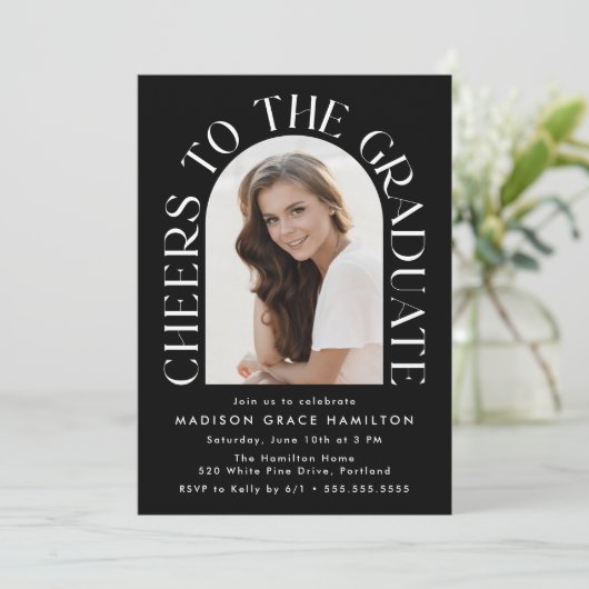 Beifall für die Graduate Arch Foto Graduation Part Einladung (Stehend Vorderseite)