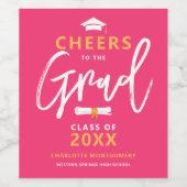 Beifall für die Grand Pink Custom Graduation Party Weinetikett (Einzelnes Label)