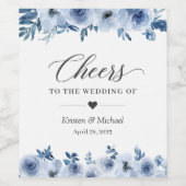 Beifall für die Hochzeit Bohemischen Dusty Blue Fl Weinetikett (Einzelnes Label)