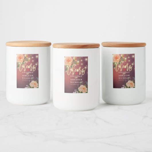 Beifall für die Hochzeit Burgund Blumengestreichel Lebensmitteletikett (Flaschen)