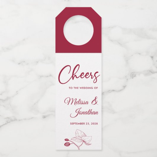 Beifall für die Hochzeit delikaten Orchideen Brauc Flaschenanhänger (Vorderseite)