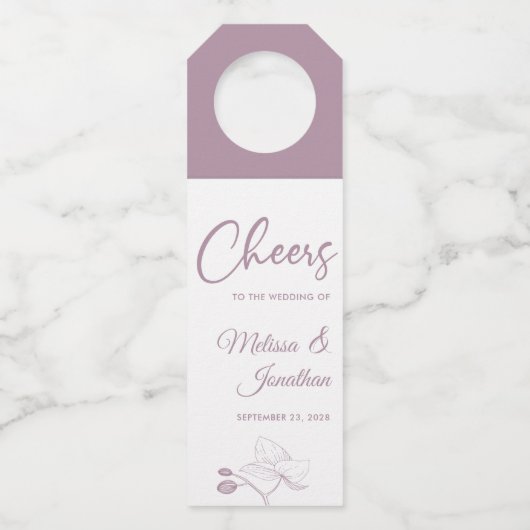 Beifall für die Hochzeit delikaten Orchideen Brauc Flaschenanhänger (Vorderseite)