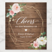 Beifall für die Hochzeit rustikale Holzblüte Weinetikett (Einzelnes Label)