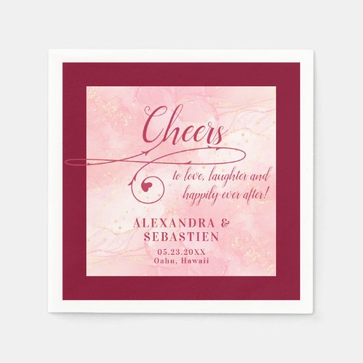 Beifall für die Liebe Elegantes Script Burgundy Ho Serviette (Vorderseite)