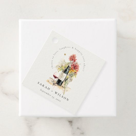 Beifall für die Liebe Rot-Gelb-Blütenhochzeit Geschenkanhänger (Beispiel)