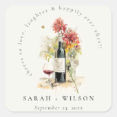 Beifall für die Liebe Rot-Gelb-Blütenhochzeit Quadratischer Aufkleber (Vorderseite)