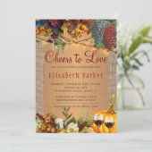 Beifall für die Liebe rustikaler Weinprobe Brautpa Einladung (Stehend Vorderseite)