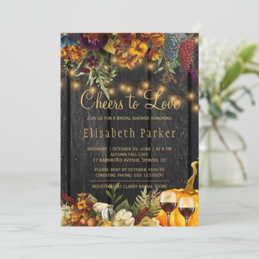 Beifall für die Liebe rustikaler Weinprobe Brautpa Einladung (Stehend Vorderseite)