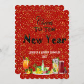 Beifall für die Neujahrsgrüße Red Custom Card Einladung (Vorne/Hinten)