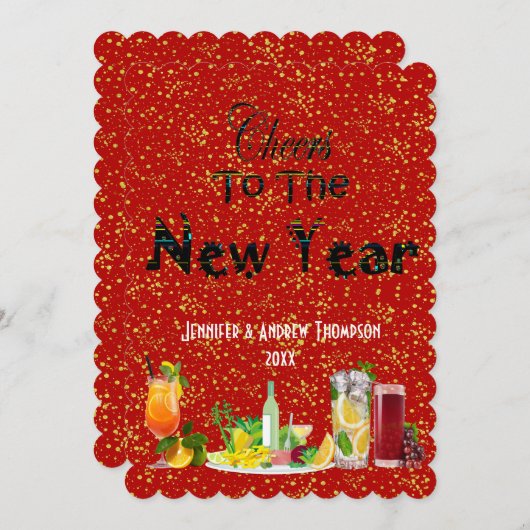 Beifall für die Neujahrsgrüße Red Custom Card Einladung (Vorne/Hinten)