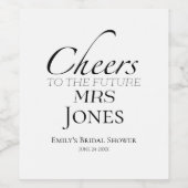 Beifall für die Zukunft | Einfaches Brautparty Weinetikett (Einzelnes Label)