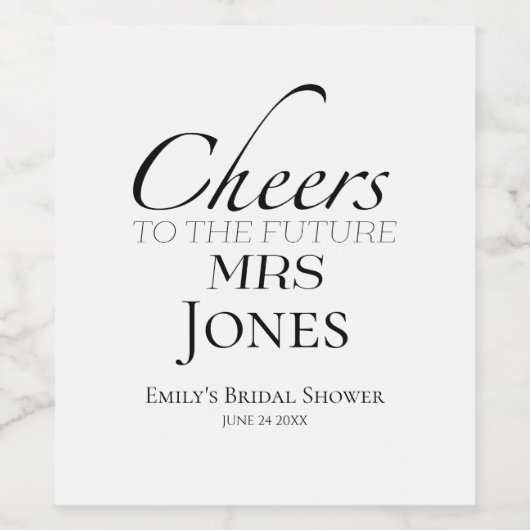 Beifall für die Zukunft | Einfaches Brautparty Weinetikett (Einzelnes Label)