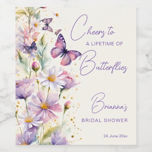 Beifall für ein Leben im Brautparty der Schmetterl Weinetikett (Einzelnes Label)