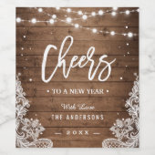 Beifall für ein neues Jahr rustikale Holzsaitenleu Weinetikett (Einzelnes Label)