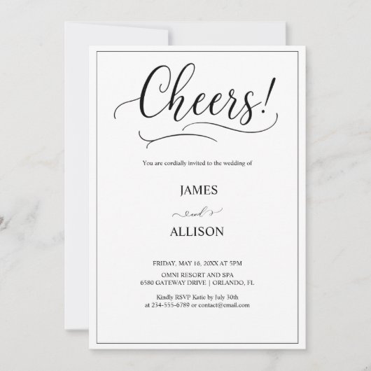 Beifall für immer Elegant Minimalistisch Simple Einladung (Vorderseite)