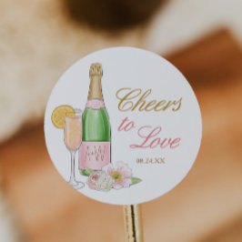 Beifall für Liebe Bridal Brunch und Bubbly Gefalle Runder Aufkleber