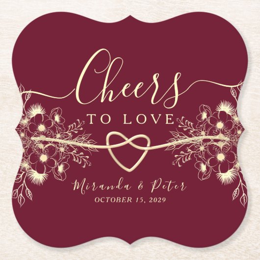 Beifall für Liebe Hochzeitspapier-Untersetzer Untersetzer (Vorderseite)