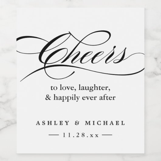 Beifall für Liebe Lachen und glücklich für immer Weinetikett (Einzelnes Label)