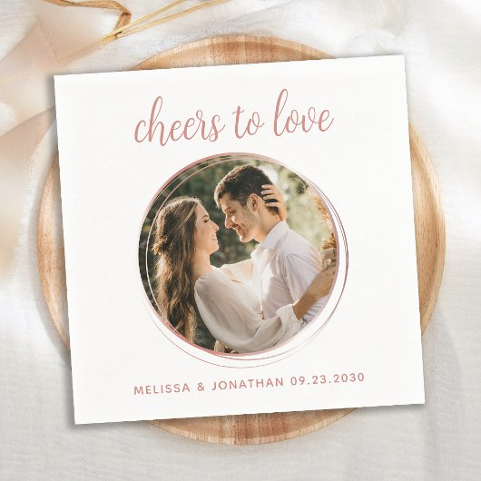 Beifall für Liebe Moderne Rose Gold Foto Hochzeit Serviette
