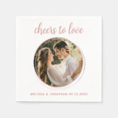 Beifall für Liebe Moderne Rose Gold Foto Hochzeit Serviette (Vorderseite)
