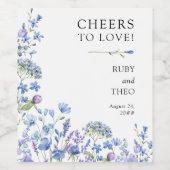 Beifall für Liebe Periwinkle Wildblume Hochzeit Weinetikett (Einzelnes Label)