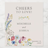 Beifall für Liebe Wildblume Hochzeit Blumen Weinetikett (Einzelnes Label)