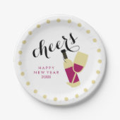 Beifall-moderne guten Rutsch ins Neue Pappteller (Vorderseite)