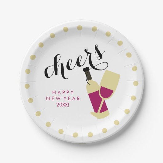 Beifall-moderne guten Rutsch ins Neue Pappteller (Vorderseite)