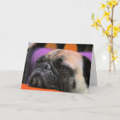 Beifall-oben! Mops-Gruß-Karte Karte (Gelbe Blume)