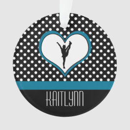 Beifall Polka-Punktiertes Herz im aquamarinen Blau Ornament