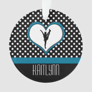 Beifall Polka-Punktiertes Herz im aquamarinen Blau Ornament