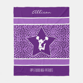 Beifall-/Pom Cheetah-Druck mit Monogramm in Lila Fleecedecke