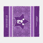 Beifall-/Pom Cheetah-Druck mit Monogramm in Lila Fleecedecke (Vorderseite (Horizontal))