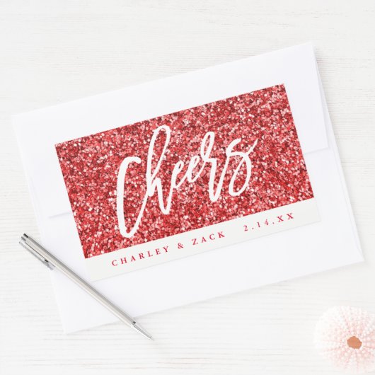 Beifall-roter Glitzer-Miniwein, Rechteckiger Aufkleber (Umschlag)