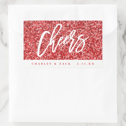 Beifall-roter Glitzer-Miniwein, Rechteckiger Aufkleber (Tasche)