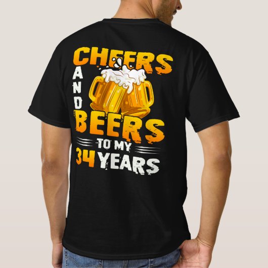 Beifall und Bier zu meinem 34-jährigen 34. Geburts T-Shirt (Rückseite)