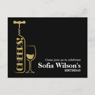 Beifall Wein Geburtstag Postkarte Einladung