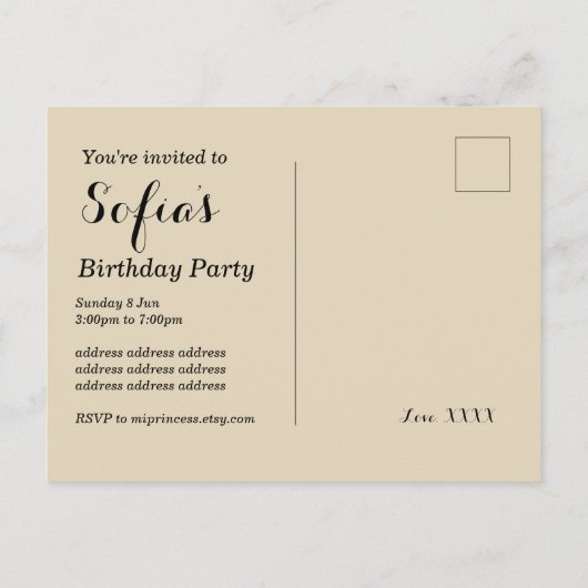 Beifall Wein Geburtstag Postkarte Einladung (Rückseite)