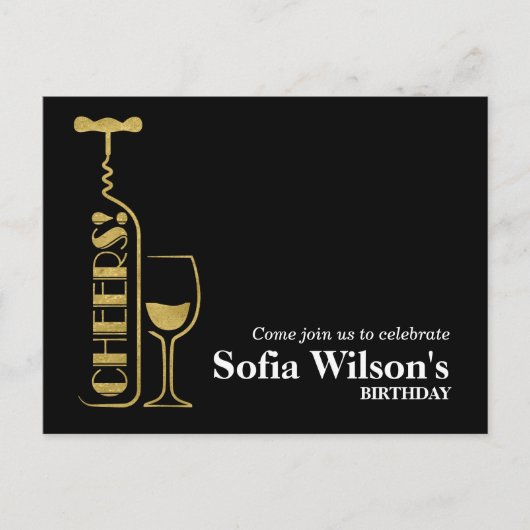 Beifall Wein Geburtstag Postkarte Einladung (Vorderseite)